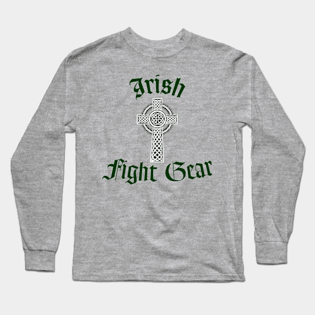 Irish Fight Gear - Celtic Cross Back Long Sleeve T-Shirt by IrishFightGear